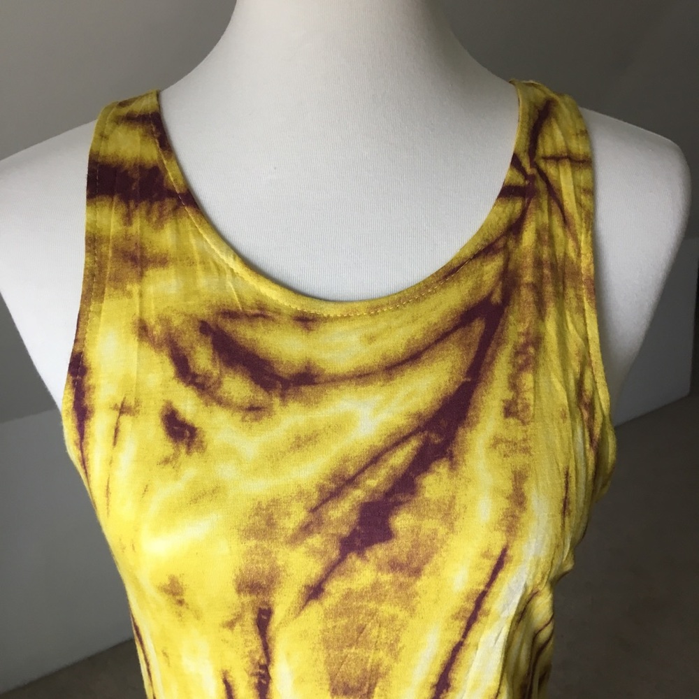 Yellow & Camel Tribal Cut Out Hi-Low Dress NWOT - Picture 2 of 8
